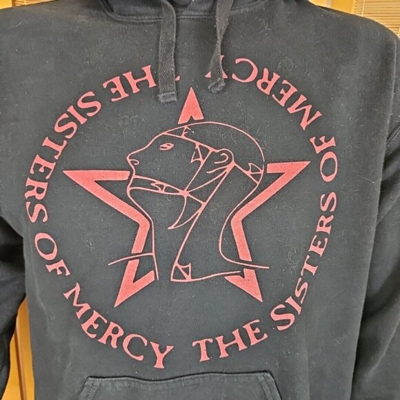 Vintage The Sisters of Mercy Hoodie Black Mens Sz M Merciful Release Goth Shirt - Picture 2 of 10